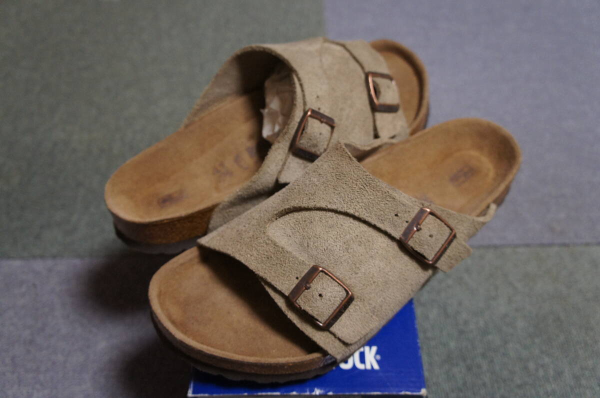 送600円 ビルケンシュトック チューリッヒ スエード トープ ベージュ ソフトフットベットモデル クリーニング済み 拍卖