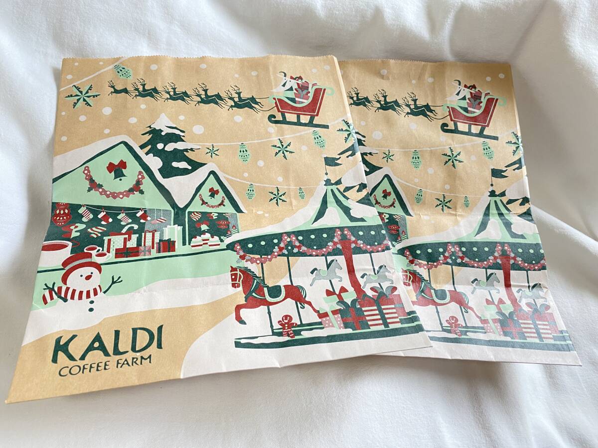 KALDI★カルディ★ショッパー クリスマス 2枚セット 紙袋 未使用拍卖