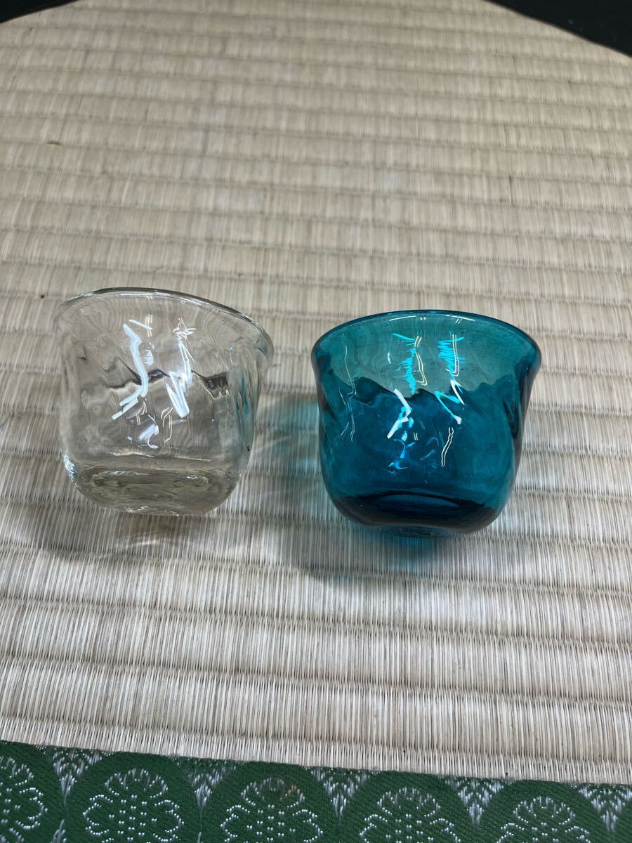 倉敷ガラス 民藝品 小谷真三 小谷眞三 手吹きガラス 酒器 お猪口 ぐい呑拍卖