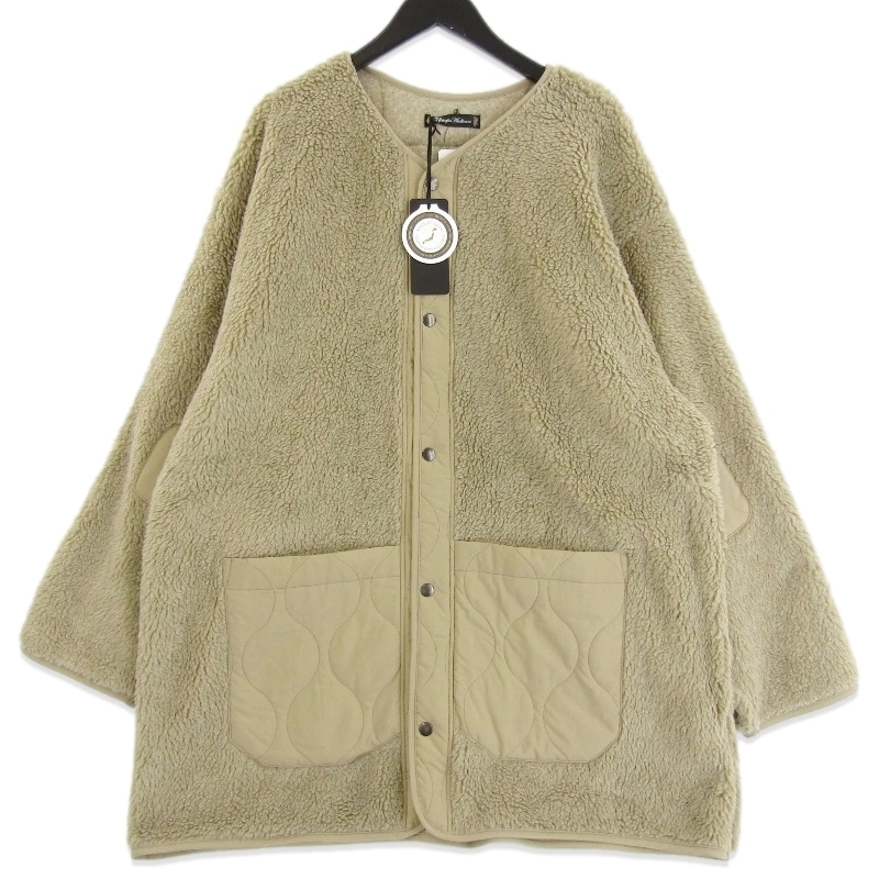 未使用 UPSCAPE AUDIENCE アップスケープオーディエンス ボア ジャケット AUD7208 ノーカラー ボタン ナチュラル XL タグ付き 18000428拍卖
