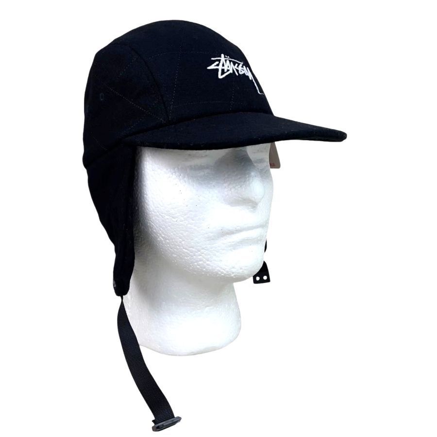 新品タグ付き!ステューシーStussyイヤーフラップ付きキャップ帽子フライトキャップロゴ刺繍ワンポイント起毛ステッチvintage50217拍卖