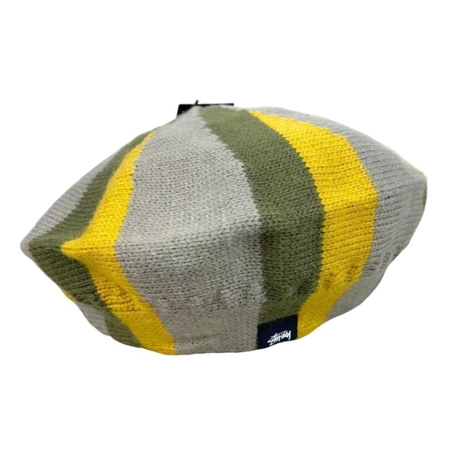 新品タグ付き!ステューシーStussyニットベレー帽ニットキャップ帽子Belmont Stripe Bereストライプうずまきサークル模様ピスタグ50217拍卖