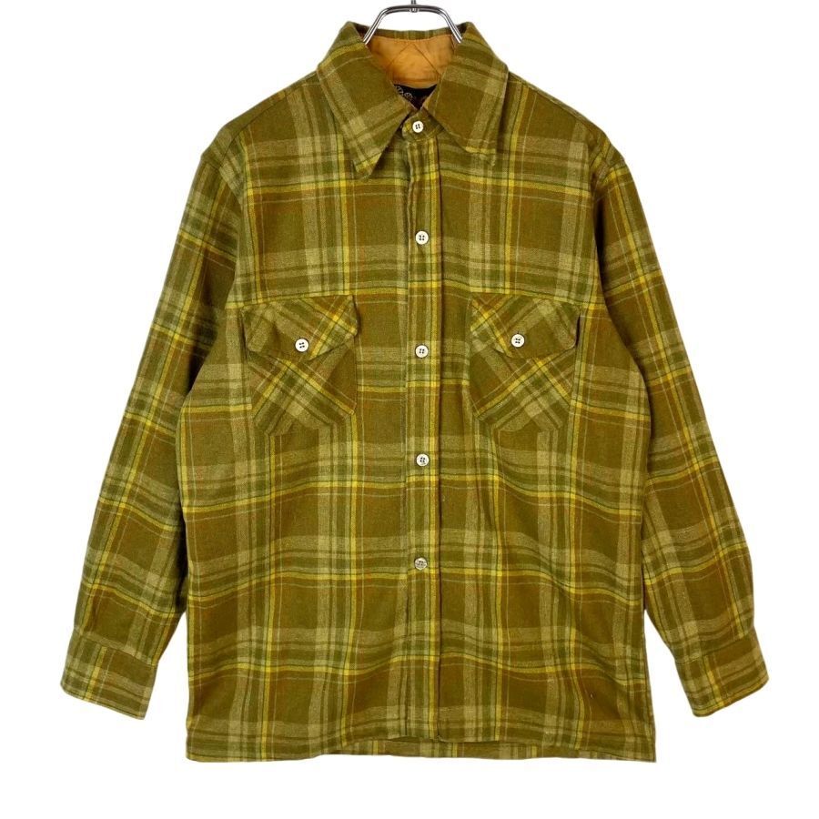 Higear長袖チェックシャツフランネルシャツゴツネルヘビーウェイト好配色マルチカラー緑グリーンカーキ黄色イエローvintage50308拍卖