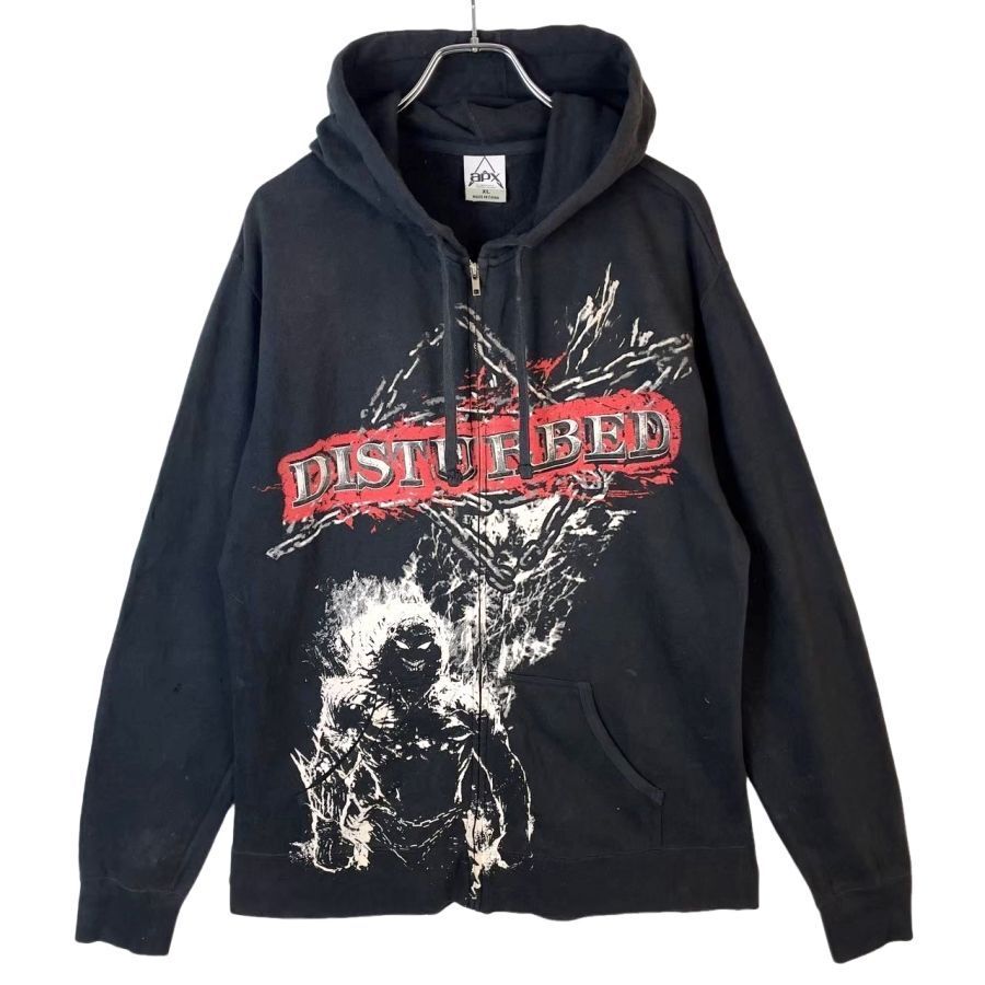 00sAPXディスターブドDisturbedジップパーカーフーディヘヴィメタルバンドアーティスト大判プリントデカプリント両面プリント黒50306拍卖