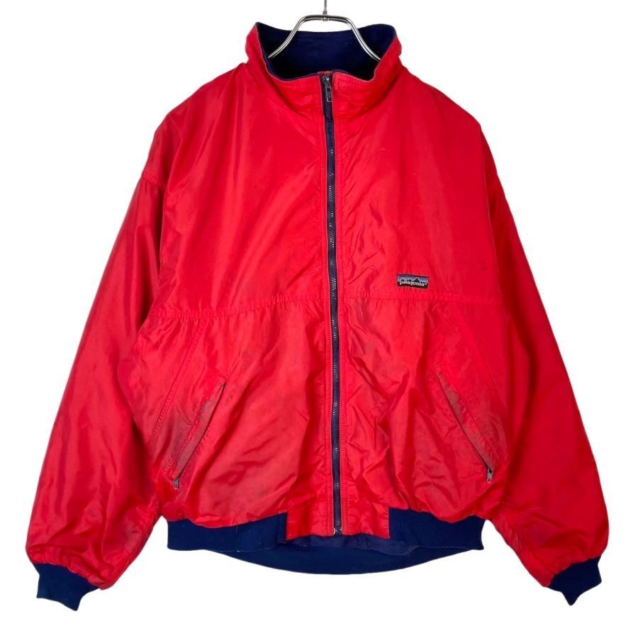 USA製80s90sパタゴニアPatagoniaシェルドシンチラナイロンジャケットブルゾン裏地フリースロゴタグワンポイント三角タグ赤レッド紺50304拍卖