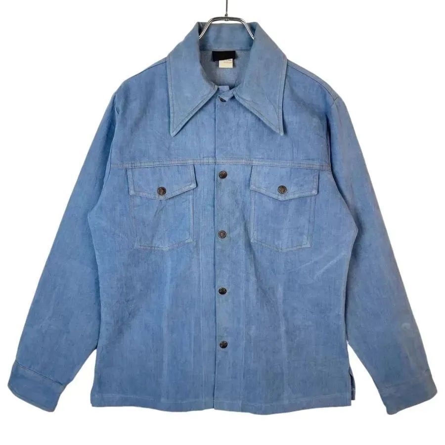 SEARSシアーズWESTERN WEAR長袖シャツデニムシャツウエスタンウェア青ブルーデカ襟フェードy2kレトロvintageヴィンテージ50304拍卖