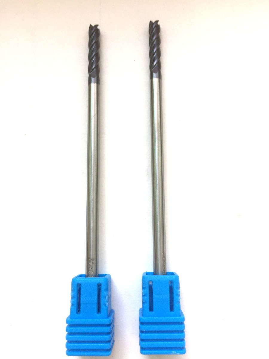 新品 RG 4枚刃 φ4 TIALN コーティング 超硬 ロング エンドミル D4 カッター 2本セット。拍卖