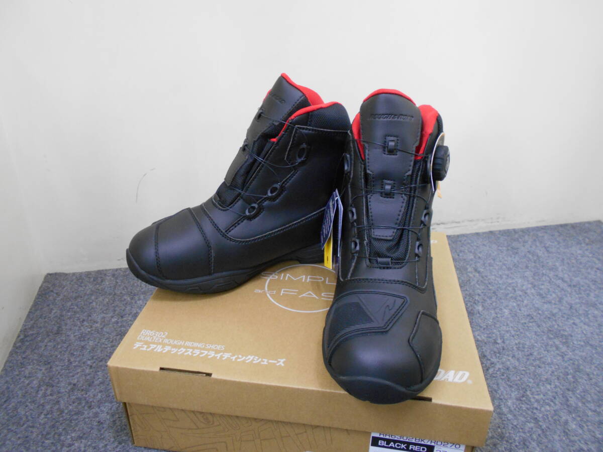 新品 RR6302 ラフ&ロード デュアルテックスラフライディングシューズ 27.0cm 防水 BK/RD 宅急便 80サイズ拍卖