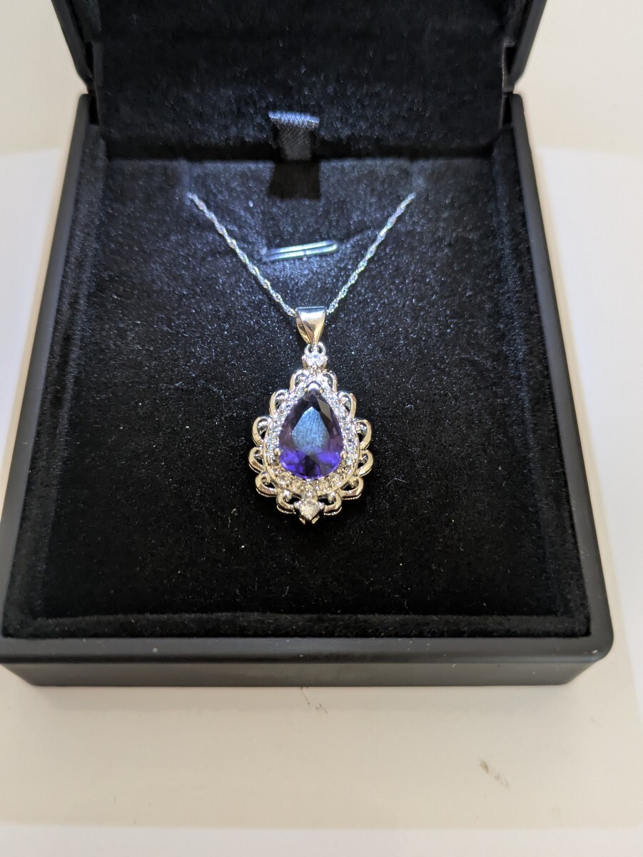ネックレス PT850 アメジスト ライト付きBOX プレゼントにも 拍卖