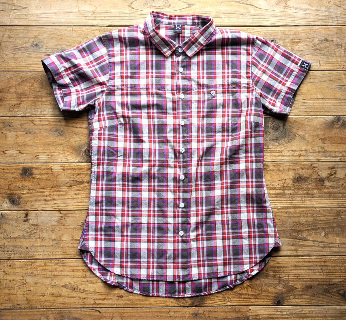 送料無料♪ホグロフス HAGLOFS KAHA/KILI 半袖アウトドアシャツ size S レディース オーガニックコットン ガイドシャツ 美品 登山キャンプ拍卖