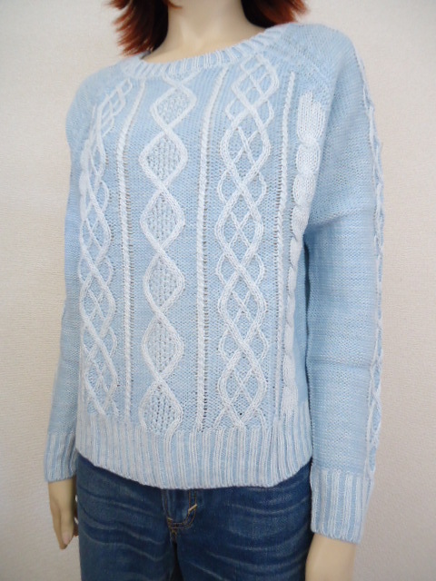 【KCM】2nt4-7350170302-04■新品■オリーブ デ オリーブ 【ANOTHER BRANCH/アナザーブランチ】配色ケーブル編みニットプルオーバー拍卖