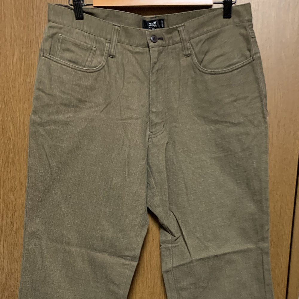 86(L71cm)【23区 HOMME|パンツ】ニジューサンク グリーン系 ヘリンボーン地 ストレート W34拍卖