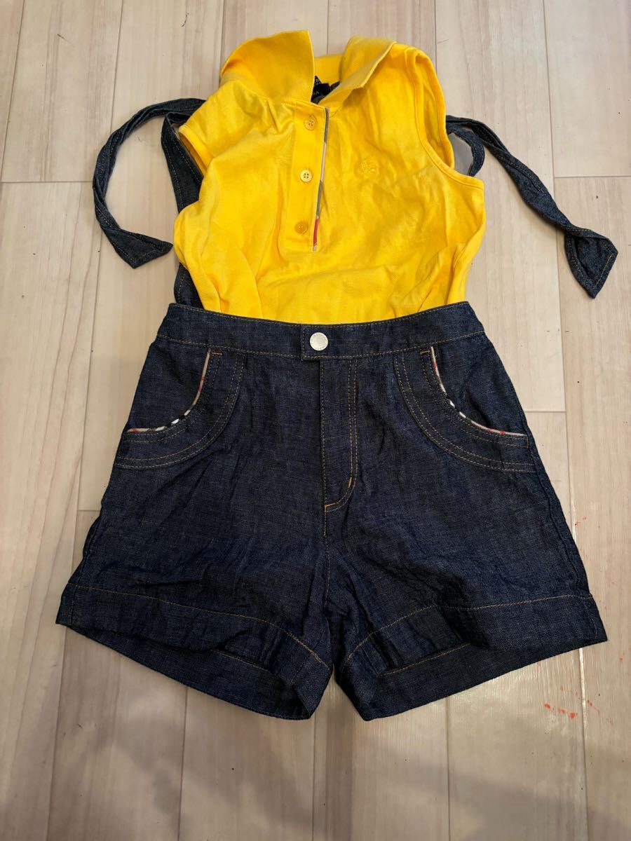 Burberryバーバリー★デニムオーバーオール イエローポロシャツセットアップ★カタログ記載品★三万弱しました!!拍卖