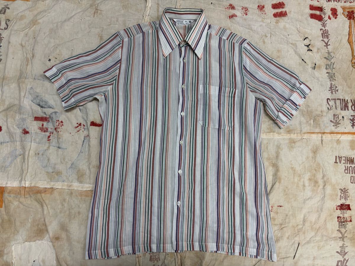<St Michael>ヴィンテージ ストライプシャツ イギリス製拍卖