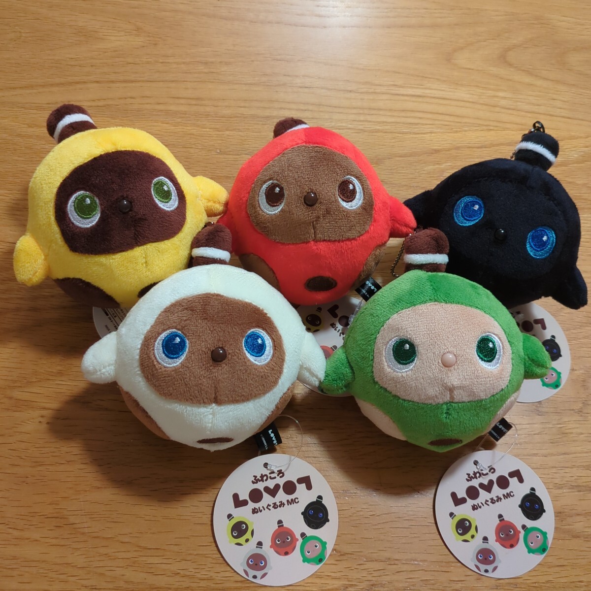 【新品未使用】非売品 ふわころ LOVOT ぬいぐるみ MC 全5種コンプセット マスコット レッド ホワイト グリーン イエロー くろ ラボット拍卖