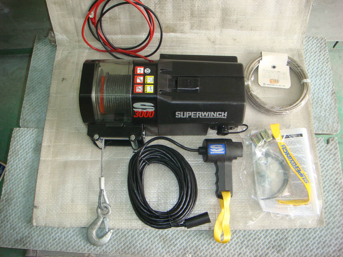 新品未使用 電動ウインチ 12V 3000LBS(1361kg)有線リモコン付き 電動 ウインチ オフロード車 ステンレスワイヤー付き A拍卖