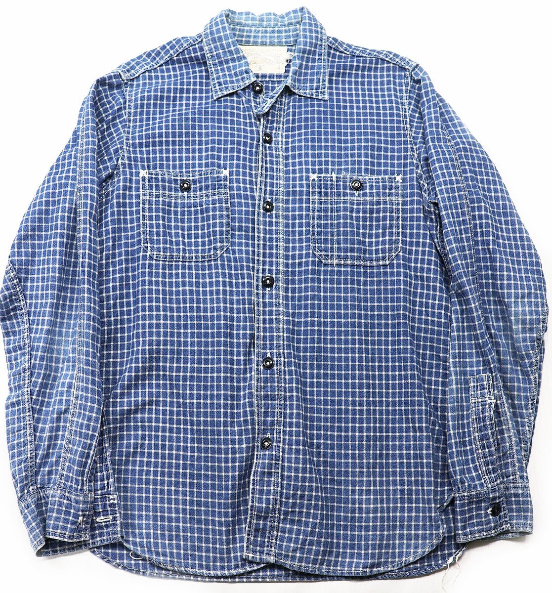 Freewheelers (フリーホイーラーズ) Neal Shirts - Indigo Small Check / ニールシャツ インディゴスモールチェック size 14拍卖
