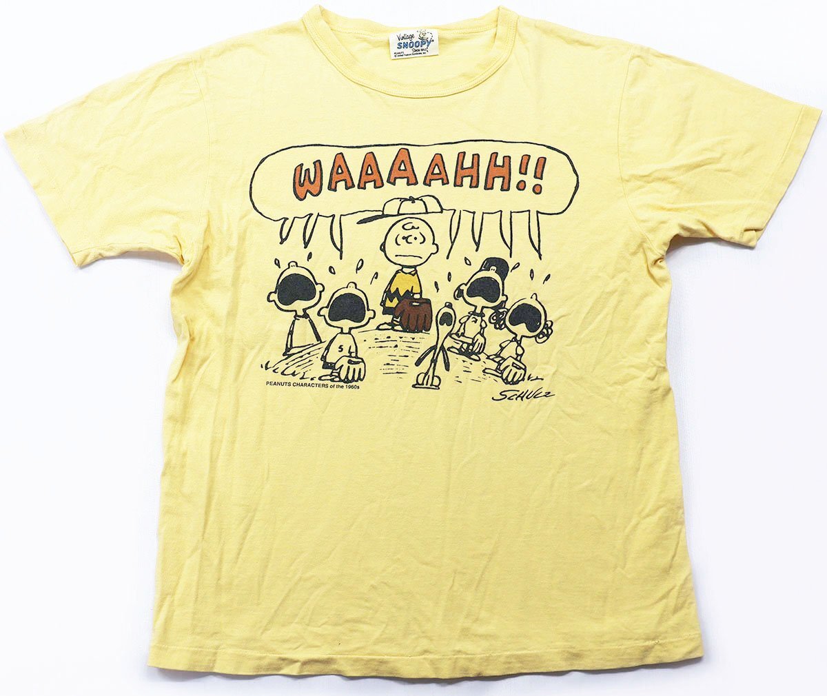 PEANUTS (ピーナッツ) スヌーピーTシャツ “WAAAAHH!” イエロー size 36 / グレイス製拍卖