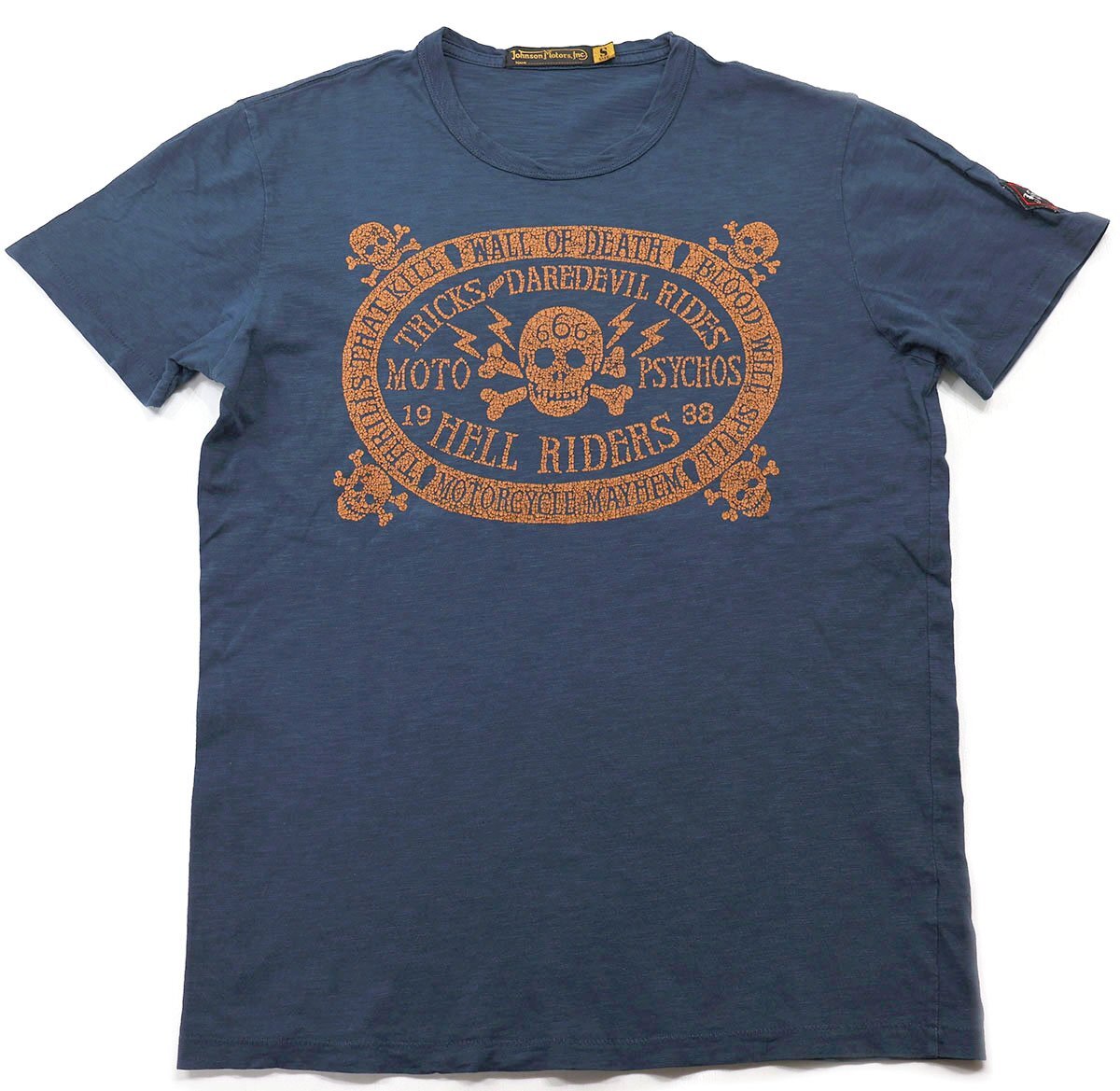 Johnson Motors Inc. (ジョンソンモータース) HELL RIDERS Tee / ヘルライダース クルーネックTシャツ 美品 デッドネイビー size S拍卖