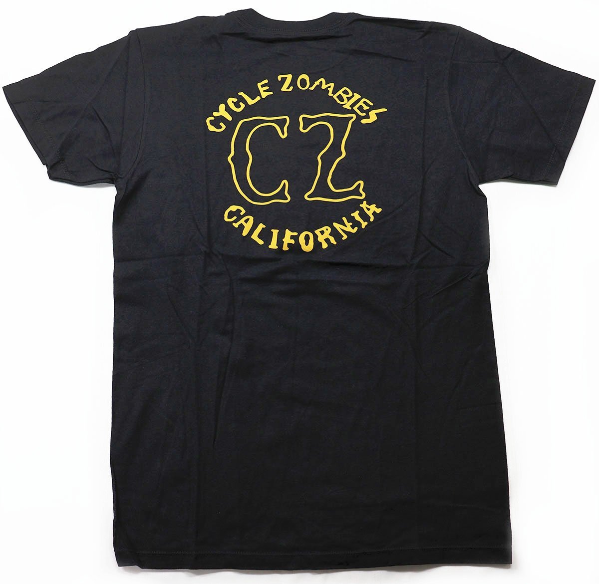 CYCLE ZOMBIES (サイクルゾンビーズ) CREW NECK TEE / ロゴ クルーネックTシャツ 未使用品 ブラック × イエロー size S拍卖