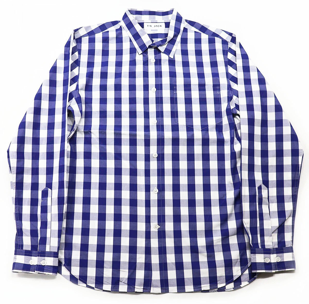 T.N JACK (ティーエヌジャック) Big Gingham Shirt / ビッグギンガムシャツ #40160314 極美品 ネイビー size M / バックドロップ拍卖