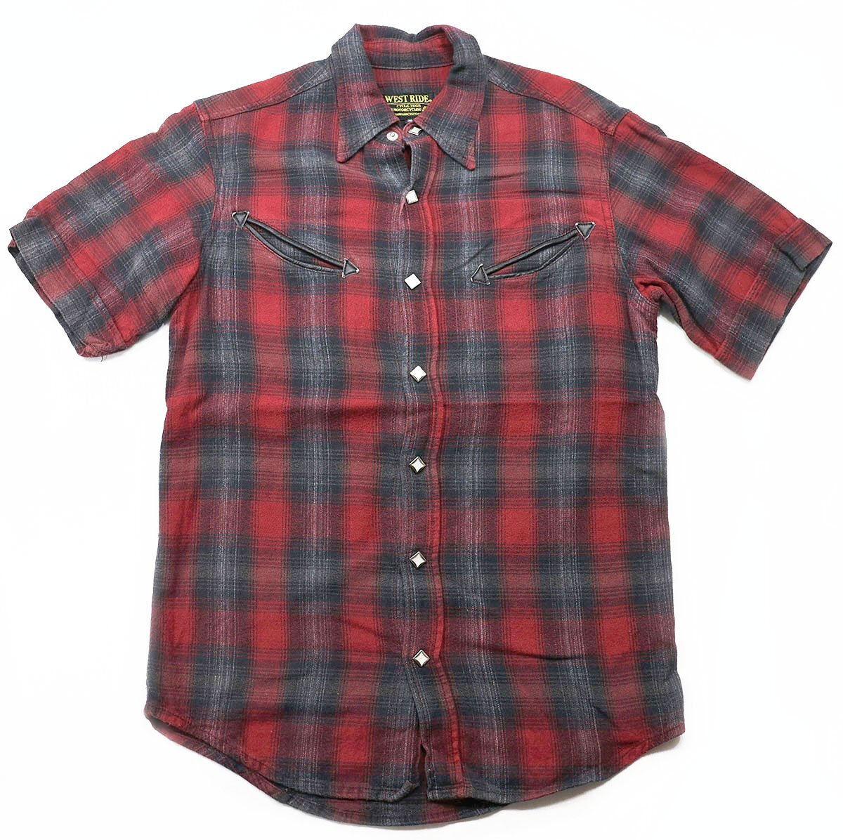 WESTRIDE (ウエストライド) COTTON RAYON SNAP WORK SHIRT / コットンレーヨン 半袖スナップワークシャツ レッド size 38(M)拍卖