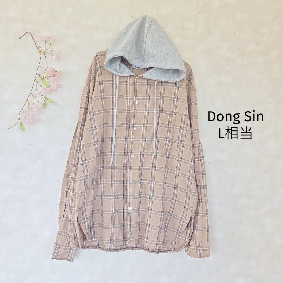 Dong Sin パーカー【L相当】チェック フード メンズ 韓国製 長袖拍卖