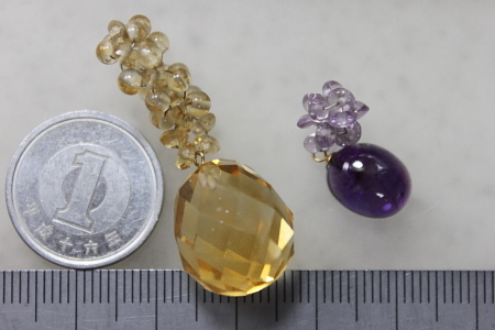18金、シトリン、アメシスト、ペンダント拍卖