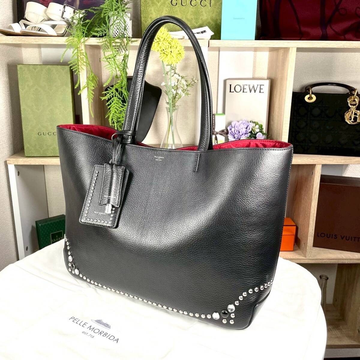 新品 PELLE MORBIDA スタッズ レザー トートバッグ拍卖