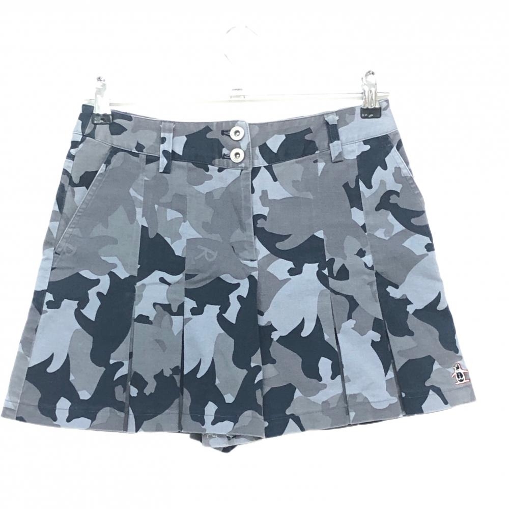 マンシングウェア キュロットスカート グレー×ネイビー カモフラ 迷彩 レディース 7 ゴルフウェア Munsingwear拍卖