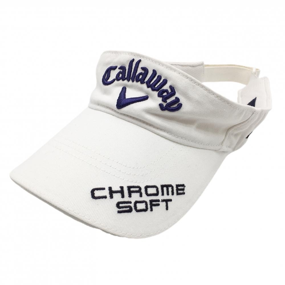 キャロウェイ サンバイザー 白×ネイビー 立体ロゴ刺しゅう FR ゴルフウェア Callaway拍卖