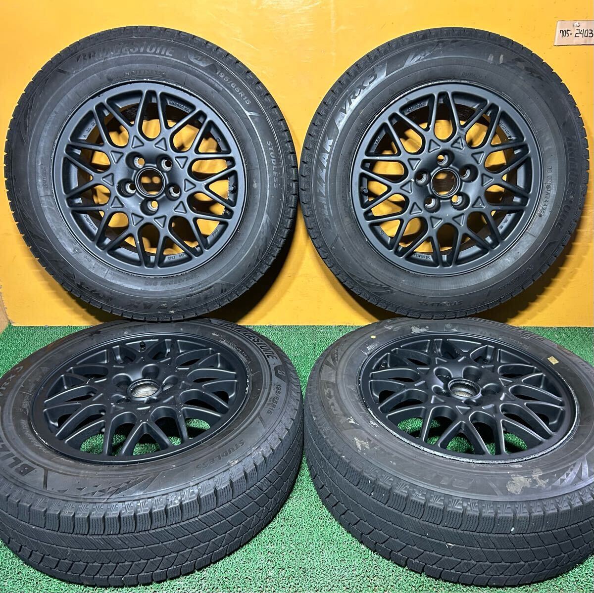 冬用 195/65R15 91Q BRIDGESTONE BLIZZAK VRX3 *BBS, フォルクスワーゲン【15×6.5J +43 PCD:100×5H ハブ径:55mm】センターギャップ欠品拍卖