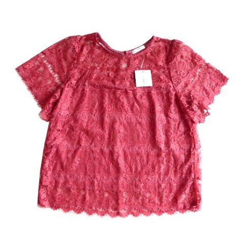 新品 定価1980円 レース ブラウス 半袖 ピンク M COLZA コルザ Honeys ハニーズ 総レース 拍卖
