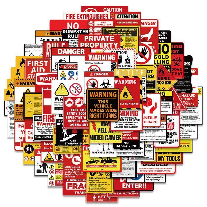 75枚 ステッカー 警告 危険 禁止 看板 標識 防水 シール 1229拍卖