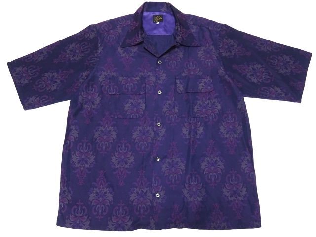 美品 Needles 2023ss S/S CLASSIC SHIRT C/U/RS ORNAMENT JQ. L size / ニードルス ジャガード 総柄 オープンカラー シャツ メンズ拍卖