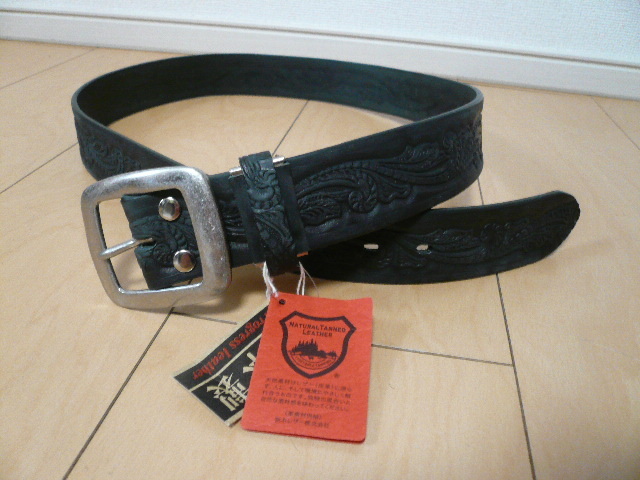 未使用! 栃木レザーベルト 牛革 ブラック 日本製!拍卖