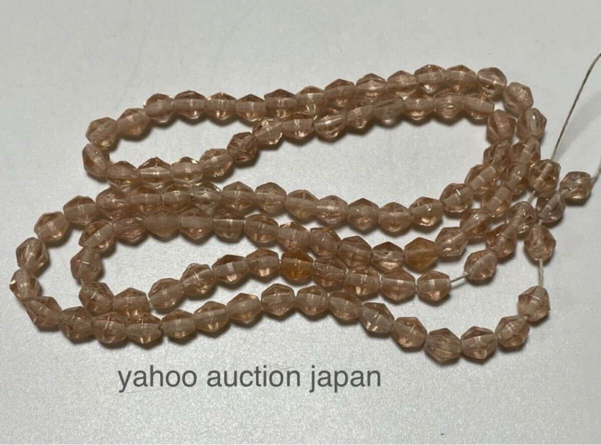 ガラスビーズ 100個 フランス輸入 アンティーク ヴィンテージ 5ミリ クリアピンク拍卖