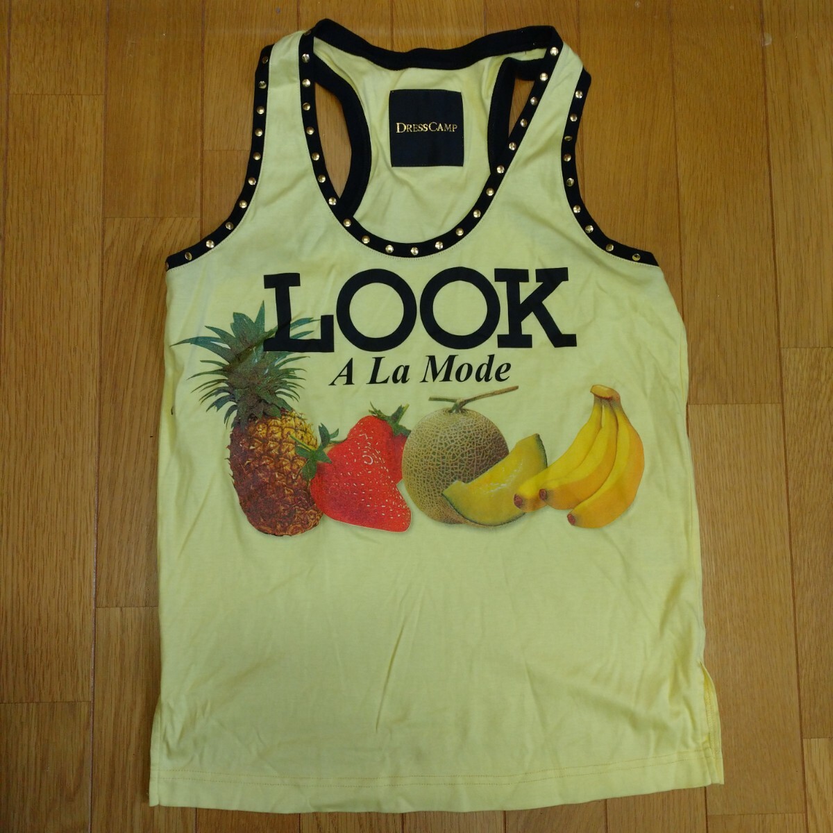 即決!レア!DRESS CAMPドレスキャンプ不二家LOOKコラボタンクトップス38M黄色イエロー拍卖