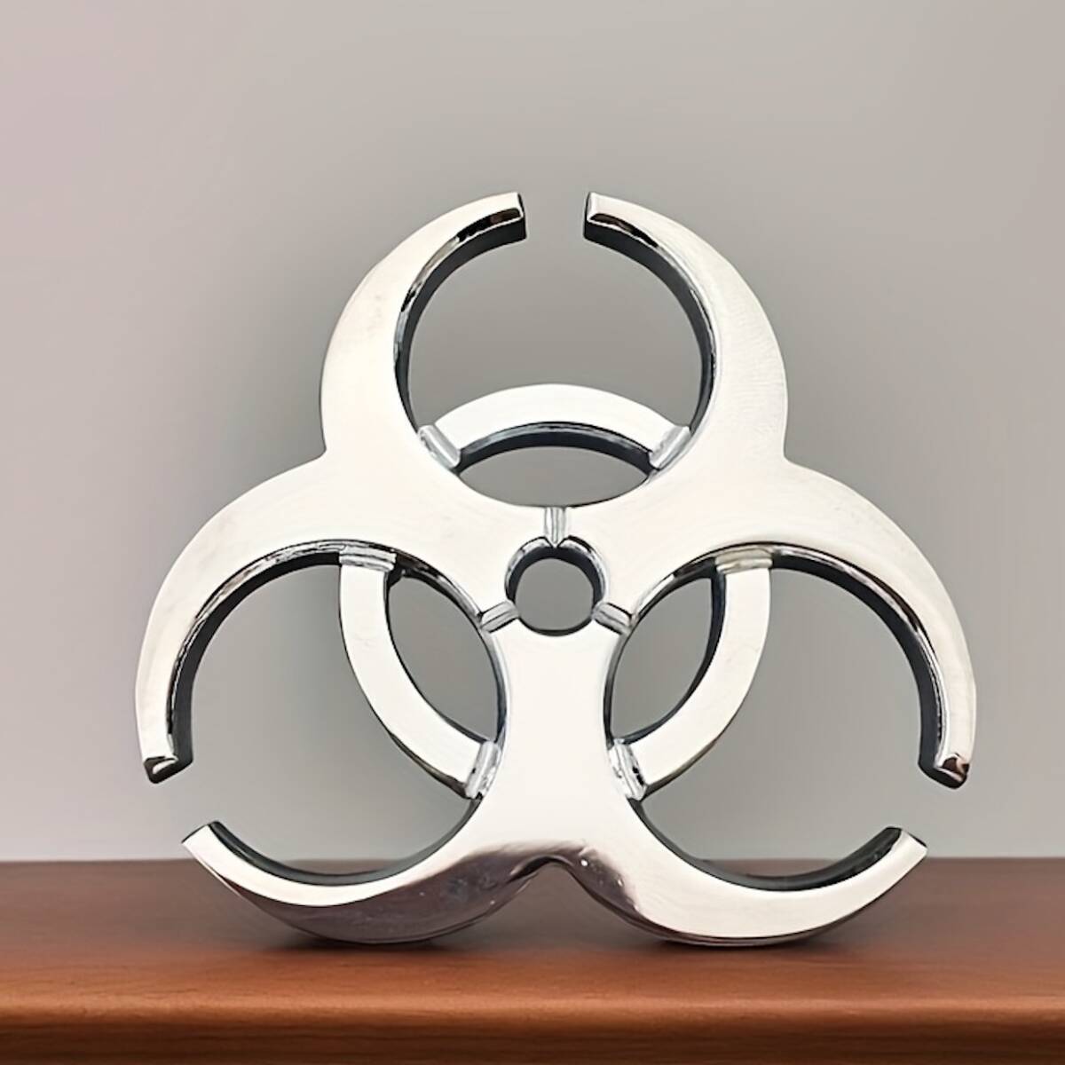 エンブレム バイオ シルバー 金属 ステッカー シール 車 3D 立体 貼り付け 6.1cm おしゃれ 装飾 ロゴ バイク メタルステッカー 外装 t6470拍卖