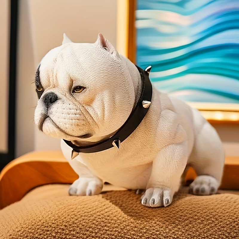 ミニチュア 置物 犬 ブルドッグ ホワイト 白 リアル 13cm お座り いぬ イヌ 樹脂像 インテリア 庭 動物 レジン おしゃれ フィギュア t6581拍卖