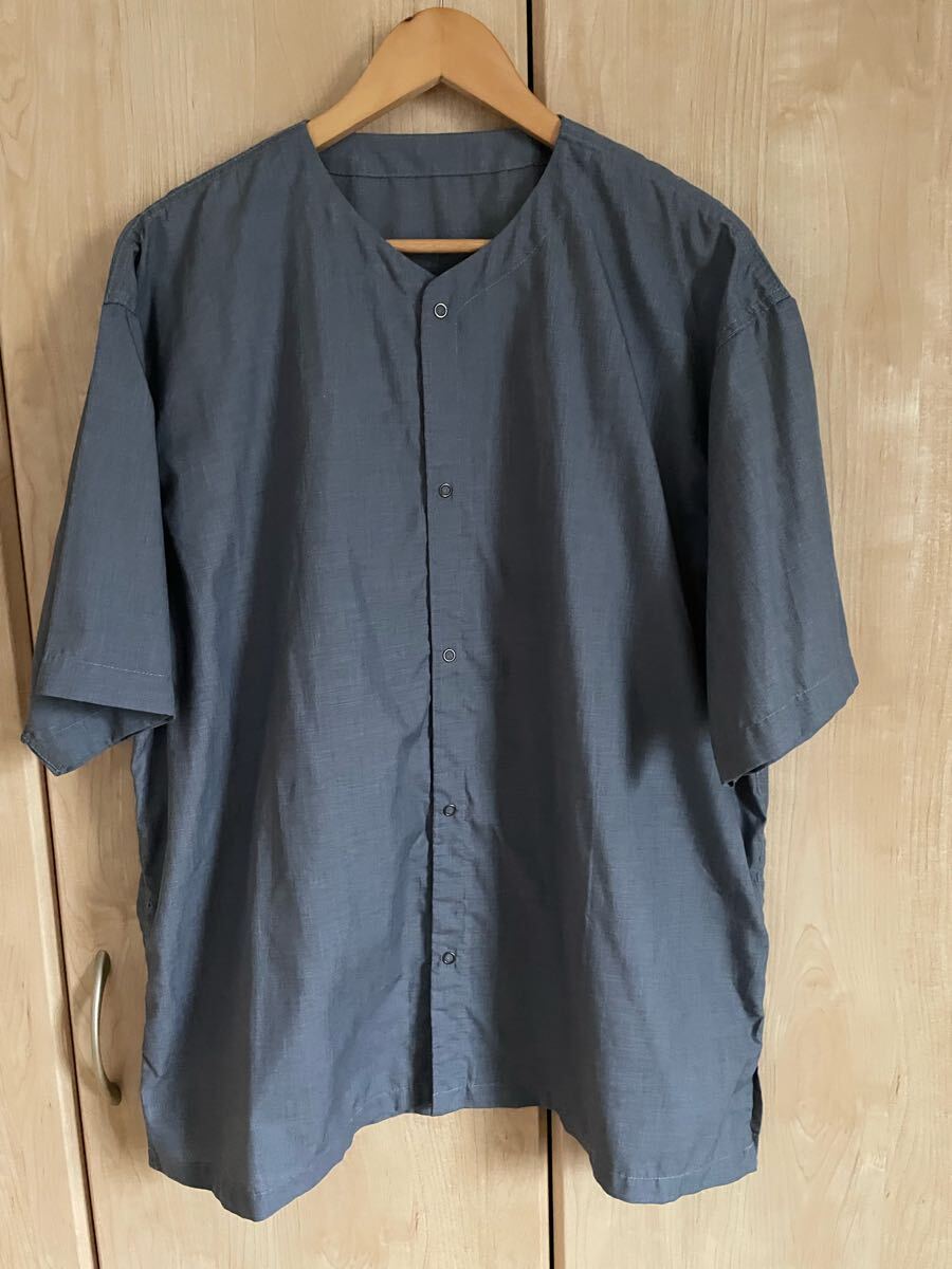 ★未使用 ノーカラーシャツ ビッグシルエット ライトブルー★拍卖