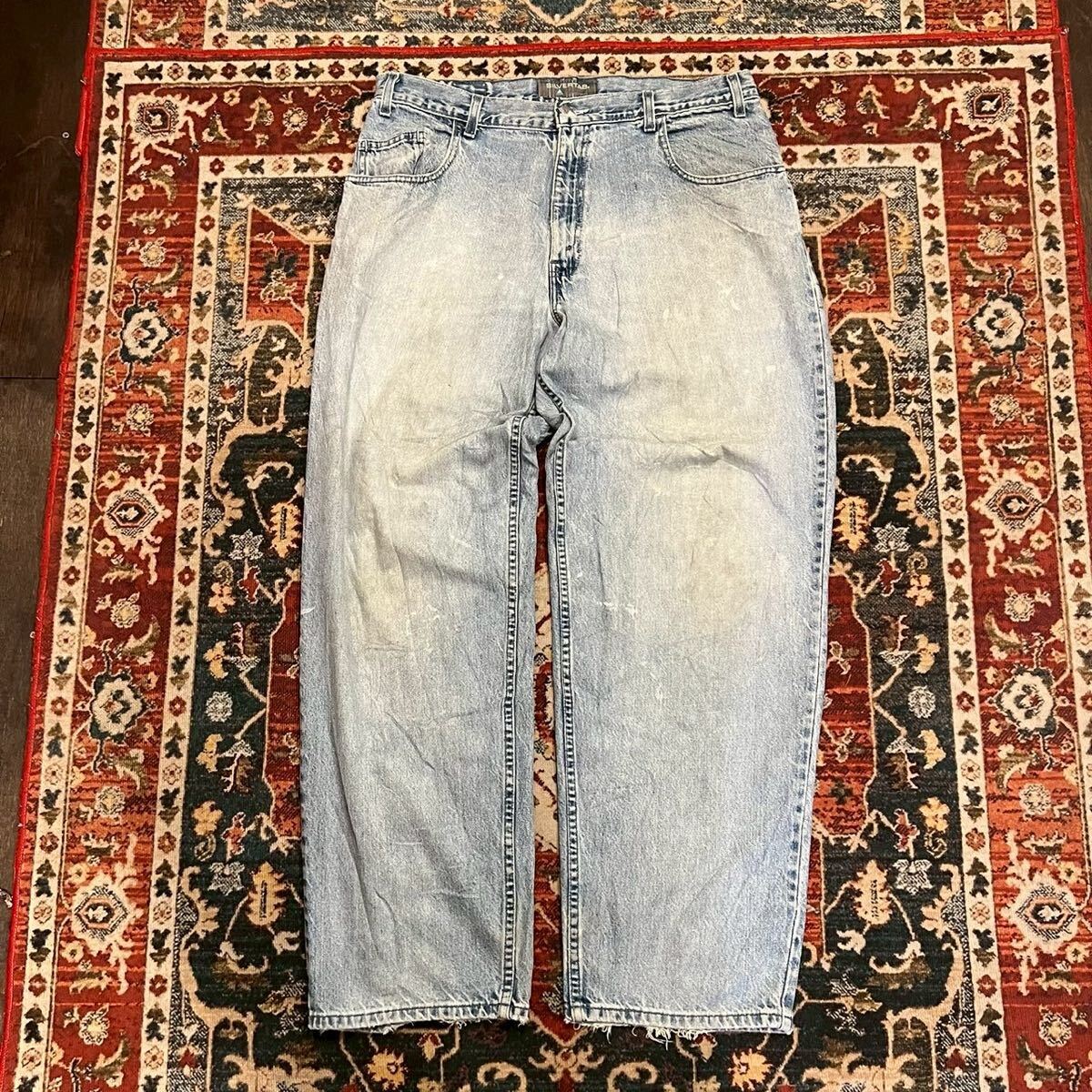 00s Levi's Silver Tad USA製 ヴィンテージ デニムパンツ W92cm ダメージ ストレート ジーパン リーバイス 493刻印 インディゴ 90s拍卖
