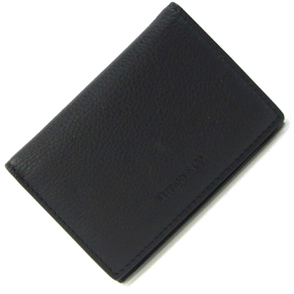 ティファニー 名刺入れ ブラック レザー 中古 カードケース パスケース ロゴ ビジネス メンズ 男性拍卖