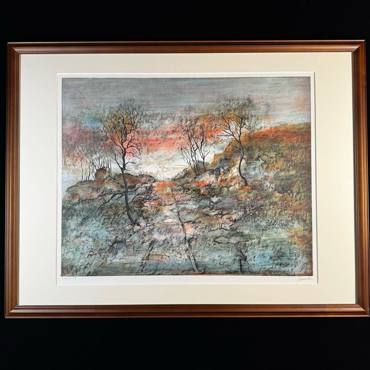 真作 アントニオ・リベラ 『夕焼けの古径』 リトグラフ123/245 直筆サイン・エディション入り拍卖