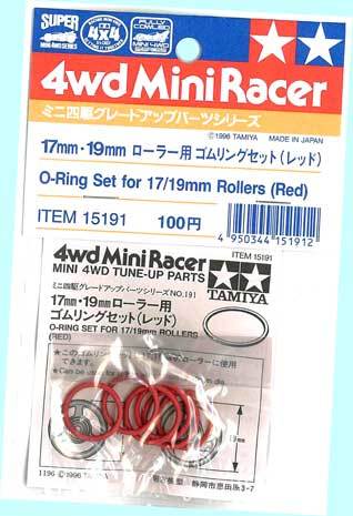 ▲▲#15191-赤色 17mm/19mm ローラー用ゴムリングセット★タミヤ純正ミニ四駆グレードアップパーツ★一次流通新品未開封未使用・美品◆◆★拍卖