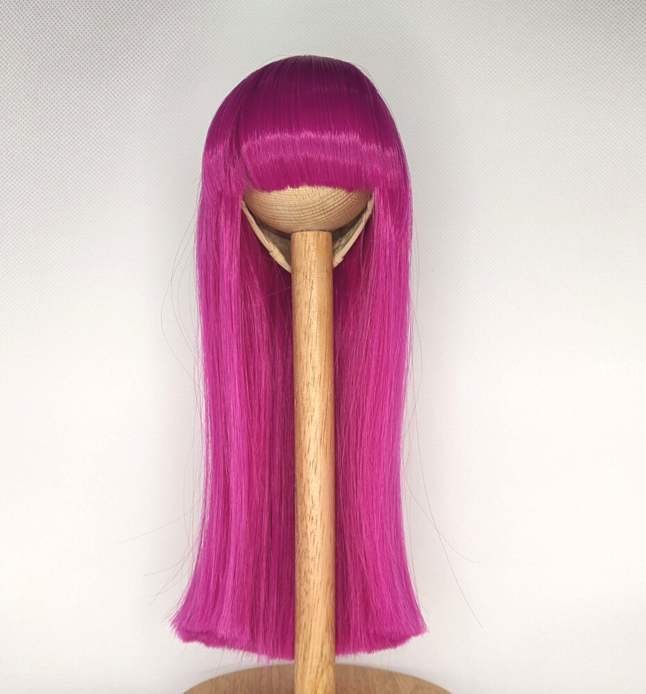 ドールウィッグ 8-9インチ ロング ピンクバイオレット拍卖