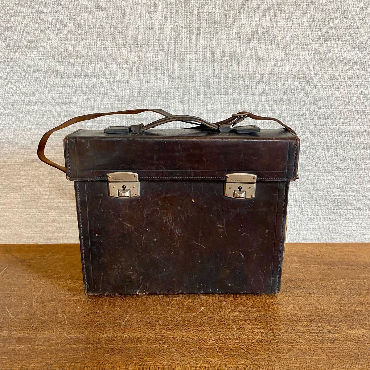 ヴィンテージ 古いレザーバッグ 革トランク / ドクターバッグ 本革 古道具 収納 当時物 昭和レトロ拍卖