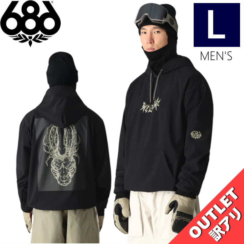 【アウトレット】24-25 686 WATERPROOF TEAM HOODY WELCOME BLACK Lサイズ メンズ スノーボード スキー スノボウェア ジャケット拍卖
