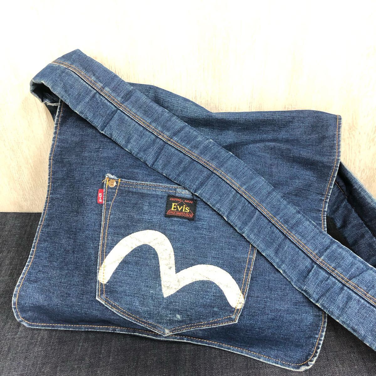 【EVISU】エヴィス★ショルダーバッグ デニム インディゴ 旧タグ バカボンバッグ バッグ 斜めがけ 05拍卖