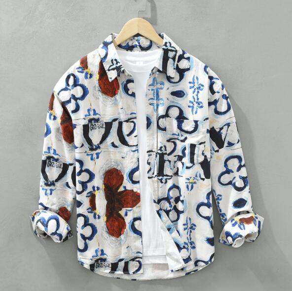 新品★花柄シャツ メンズ 長袖シャツ カジュアルシャツ 総柄 コットンシャツ トレンド アロハシャツ 超美品 春夏秋 柔らか 心地良し M~3XL拍卖